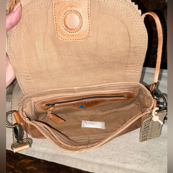 NWT Bed Stu Leather Eastend Fringe Crossbody Bag Clutch Tan Dip Dyed Retail $165 - Picture 12 of 14